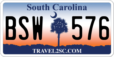 SC license plate BSW576