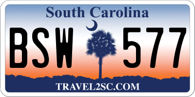 SC license plate BSW577