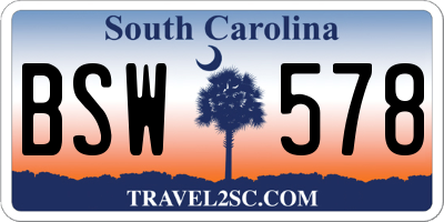 SC license plate BSW578