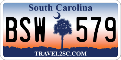 SC license plate BSW579