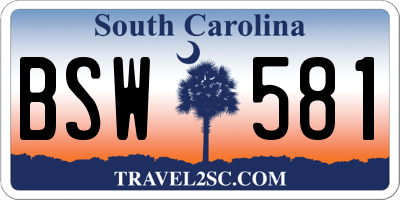 SC license plate BSW581