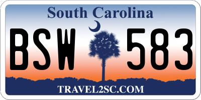 SC license plate BSW583