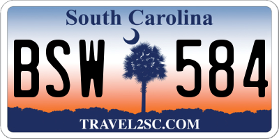 SC license plate BSW584