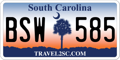 SC license plate BSW585