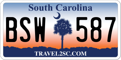 SC license plate BSW587