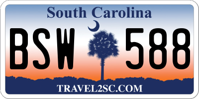 SC license plate BSW588