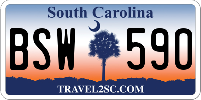 SC license plate BSW590