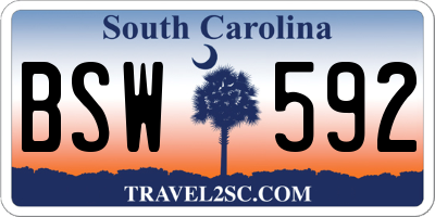 SC license plate BSW592
