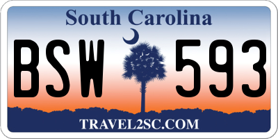 SC license plate BSW593