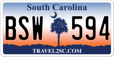 SC license plate BSW594