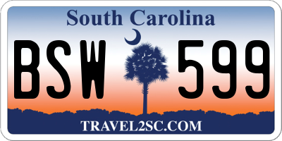 SC license plate BSW599