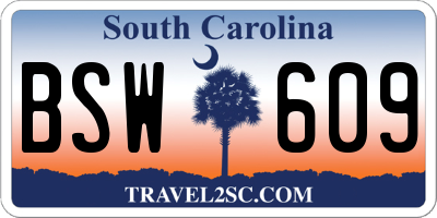 SC license plate BSW609