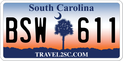 SC license plate BSW611