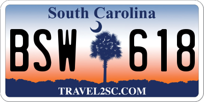 SC license plate BSW618