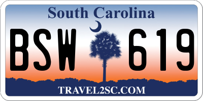 SC license plate BSW619