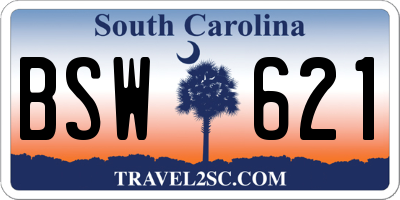 SC license plate BSW621