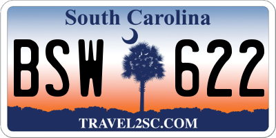 SC license plate BSW622