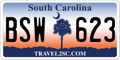 SC license plate BSW623