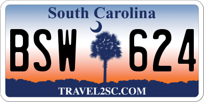 SC license plate BSW624