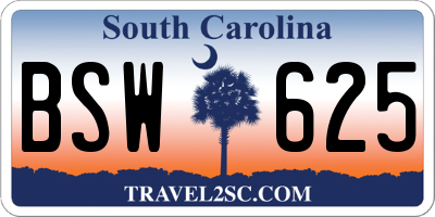 SC license plate BSW625