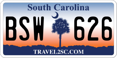 SC license plate BSW626