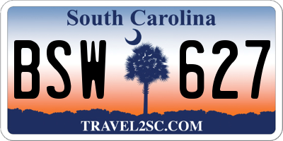 SC license plate BSW627