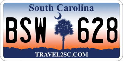 SC license plate BSW628
