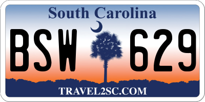 SC license plate BSW629