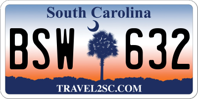 SC license plate BSW632