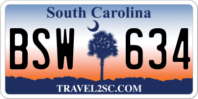 SC license plate BSW634