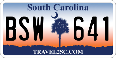 SC license plate BSW641