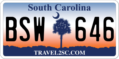 SC license plate BSW646