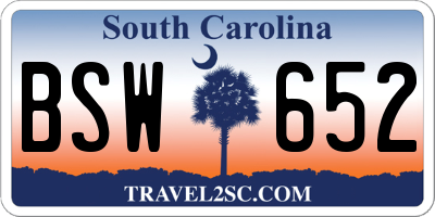SC license plate BSW652