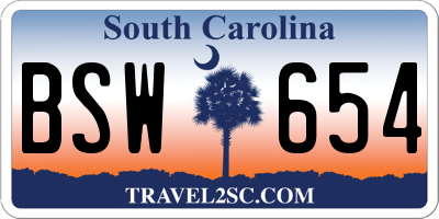 SC license plate BSW654