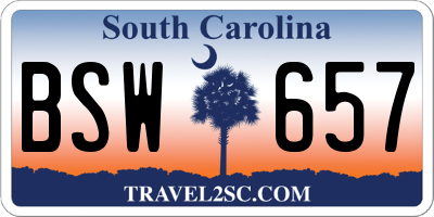 SC license plate BSW657