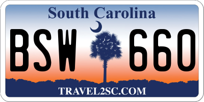 SC license plate BSW660
