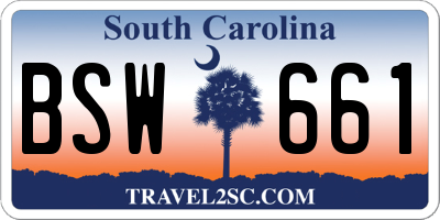SC license plate BSW661