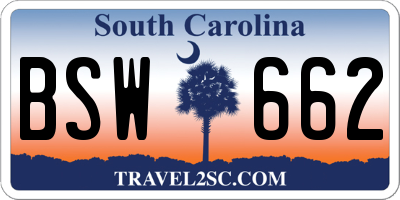 SC license plate BSW662