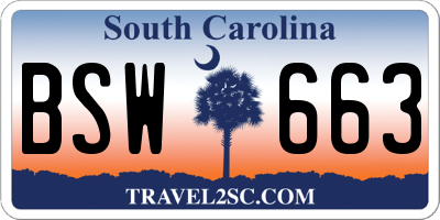 SC license plate BSW663