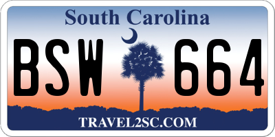 SC license plate BSW664
