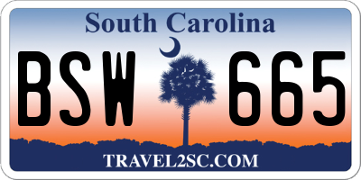 SC license plate BSW665