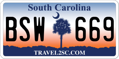 SC license plate BSW669