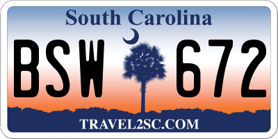 SC license plate BSW672