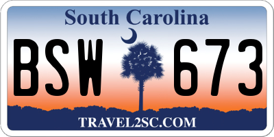 SC license plate BSW673