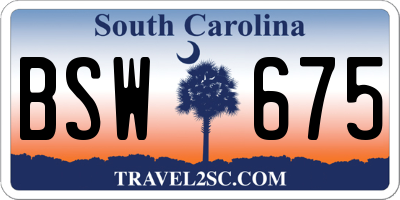 SC license plate BSW675