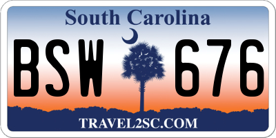 SC license plate BSW676