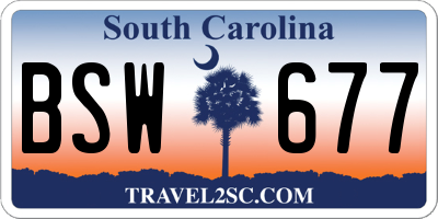 SC license plate BSW677