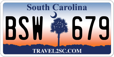 SC license plate BSW679