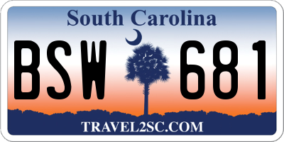 SC license plate BSW681