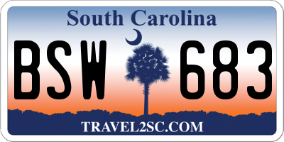 SC license plate BSW683